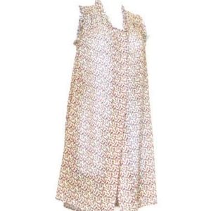 Dress Vest Tunic Semi Sheer Mini Floral Sleeveless Feminine Blouse Layer Size XS